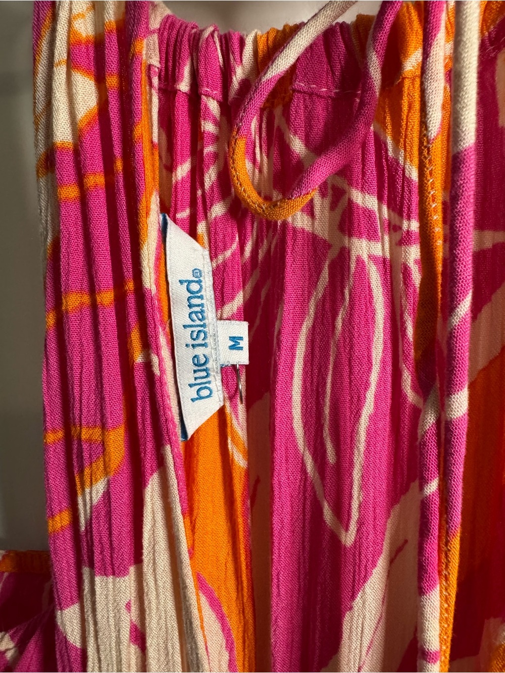 blue island Pink Orange Tropical Print Maxi - Picture 3 of 3
